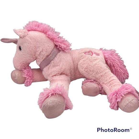 Dan Dee Pink Plush Unicorn Stuffed Animal 22" Heart Accents Sparkly Hooves 2016 - Picture 1 of 6